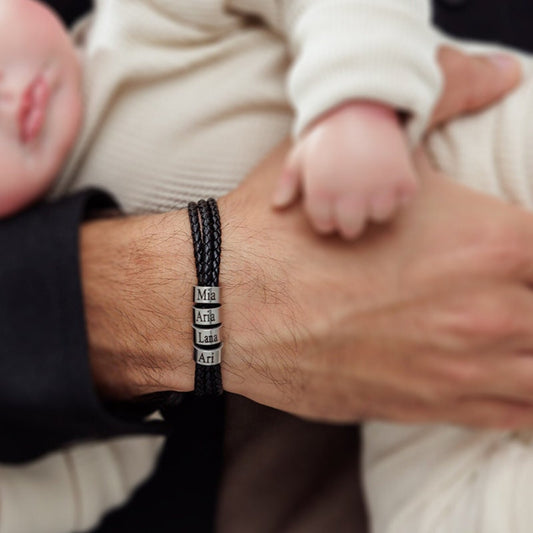 Leather Bracelet with Round Beads