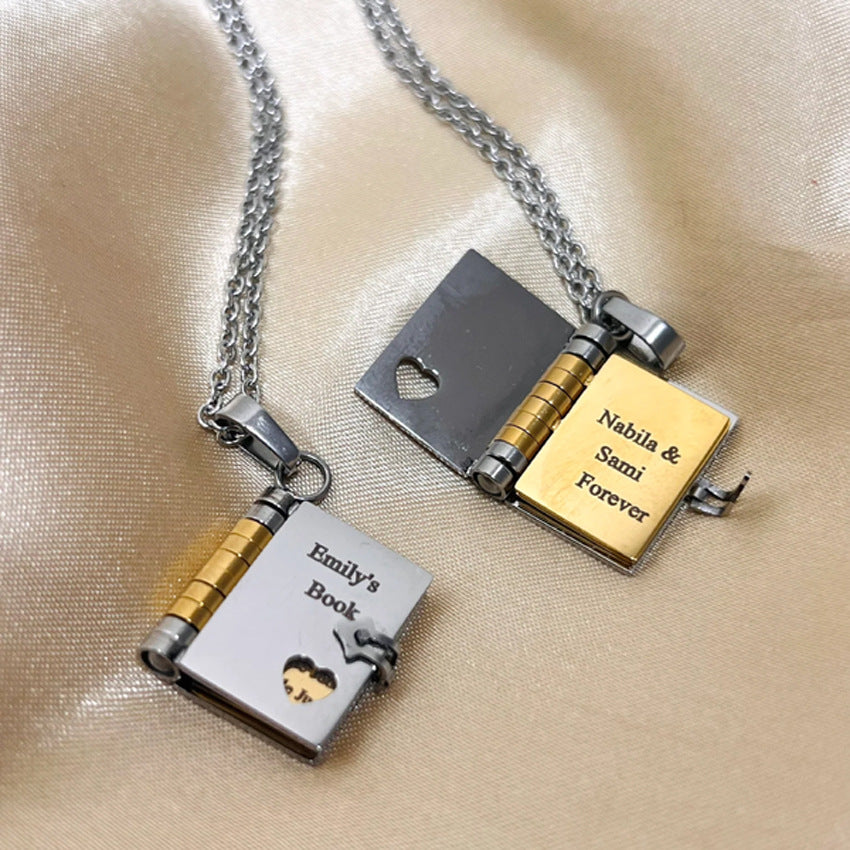 Pocket Book Flip Message Necklace