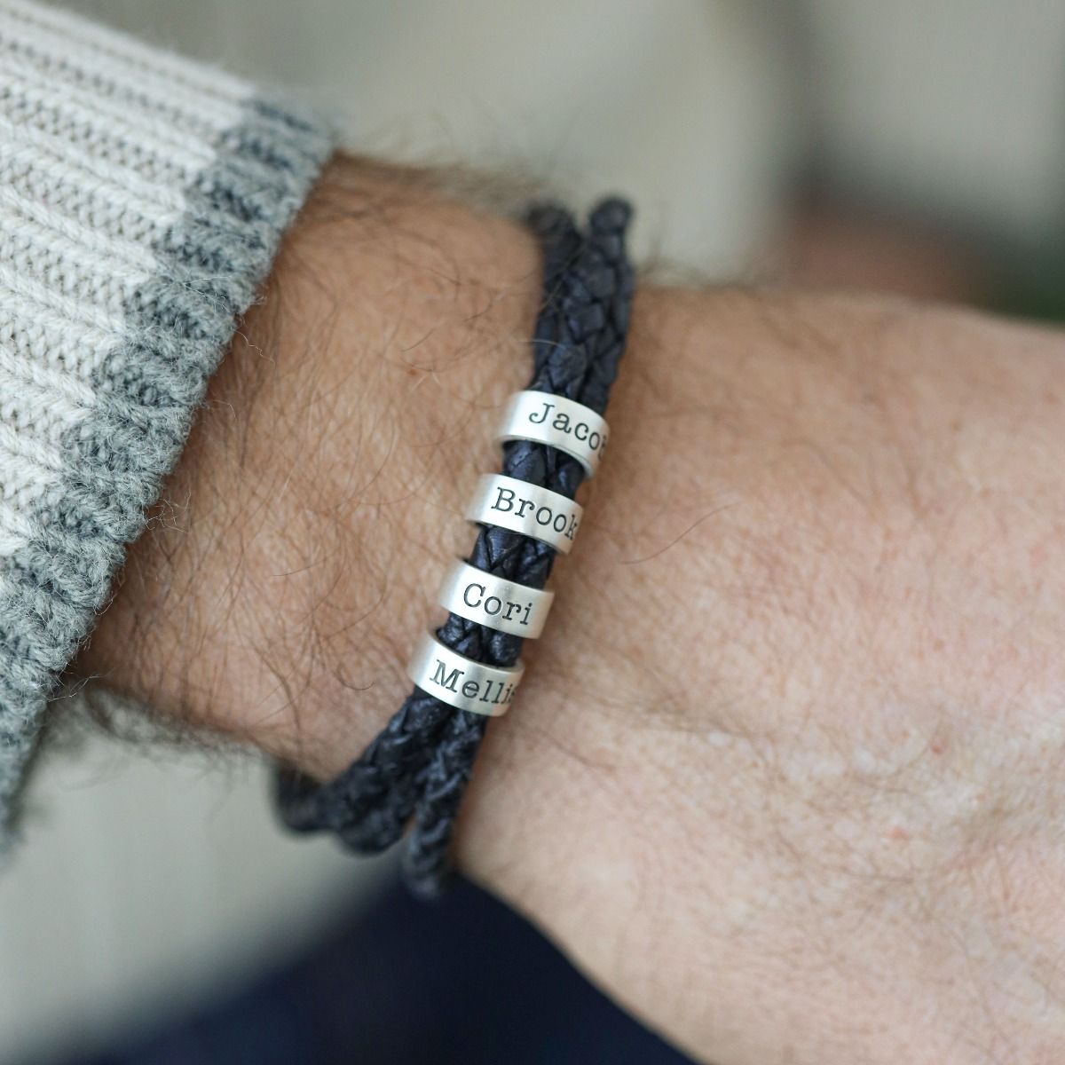 Leather Bracelet with Round Beads